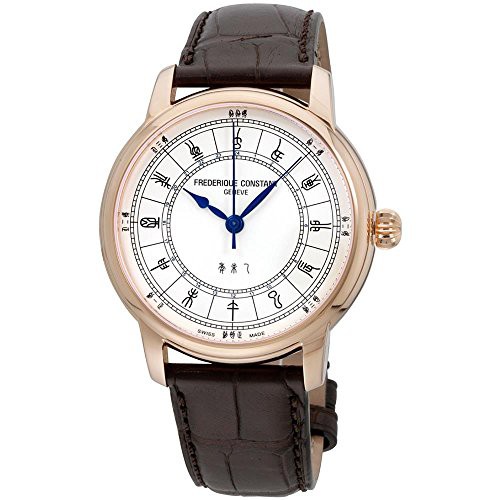 腕時計 フレデリックコンスタント メンズ Frederique Constant Silver Dial Leather Strap Men's W