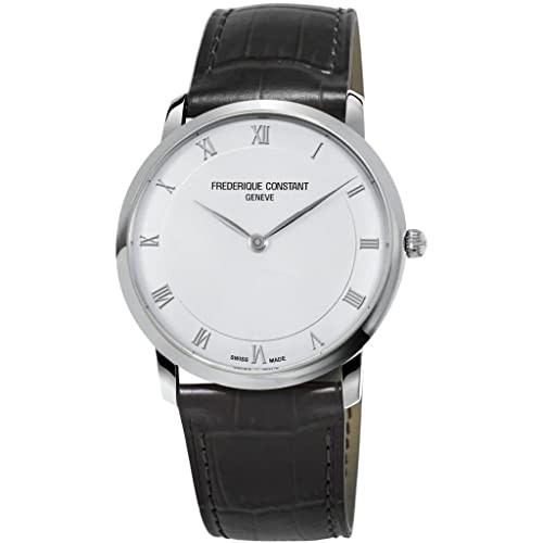 腕時計 フレデリックコンスタント メンズ Frederique Constant Slimline Silver Dial Leather Stra