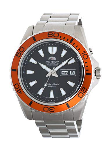 腕時計 オリエント メンズ ORIENT 'MAKO XL' 200m Diving Sports Automatic Orange Bezel Watch EM75004B