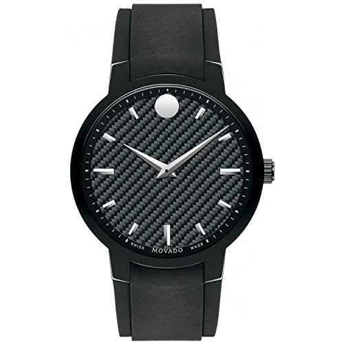 腕時計 モバード メンズ Movado Men's 42mm Black Rubber Band Steel Case S. Sapphire Swiss Quartz Analo