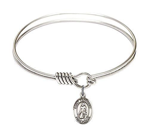 Bonyak Jewelry ブレスレット ジュエリー 6 1/4 inch Round Eye Hook Bangle Bracelet w/ St. Peregrine L