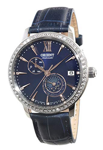 腕時計 オリエント レディース ORIENT Ladies Swarovski Automatic 'Sun and Moon' Midnight Blue RA-AK