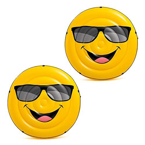 4 Pack Intex Giant Inflatable Emoji Cool Guy Island Lounger Ride-On Pool Float