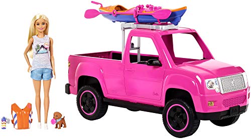 Playset バービー人形 Kayak 人形 着せ替え Barbie おもちゃ 趣味 Car Pink Kayak Accessories And With Puppy バービー Camping Doll Fny
