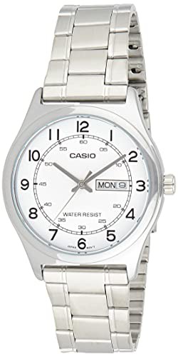 腕時計 カシオ メンズ Casio MTP-V006D-7B2 Men's Stainless Steel Easy Reader White Dial Day Date Analog