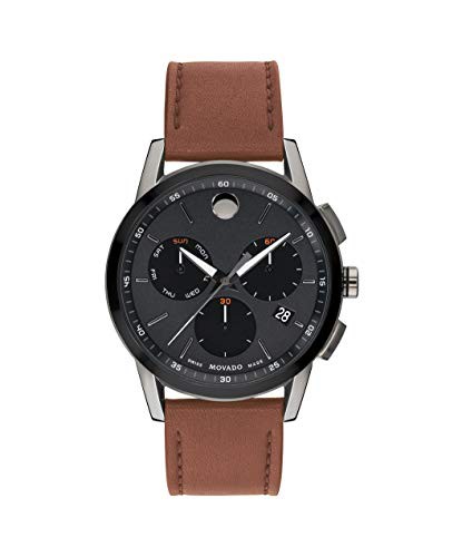 腕時計 モバード メンズ Movado Men's Museum Sport Chronograph Watch with a Printed Index Dial, Brown/