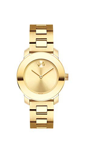 腕時計 モバード レディース Movado Women's BOLD Iconic Metal Yellow Gold Watch with Flat Dot Sunray