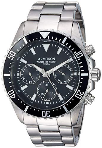 腕時計 アーミトロン メンズ Armitron Men's 20/5351BKSV Multi-Function Silver-Tone Bracelet Watch