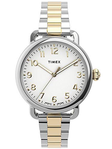 腕時計 タイメックス レディース Timex Women's Standard 34mm Watch ? Silver-Tone Dial & Case wit