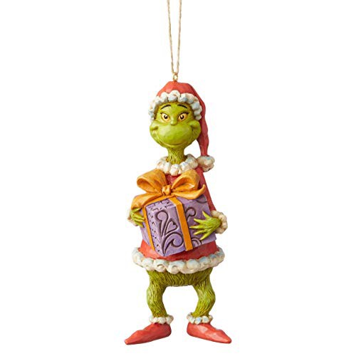 エネスコ Enesco 置物 インテリア Enesco Grinch by Jim Shore Grinch Holding Present Ornament, 4.92"