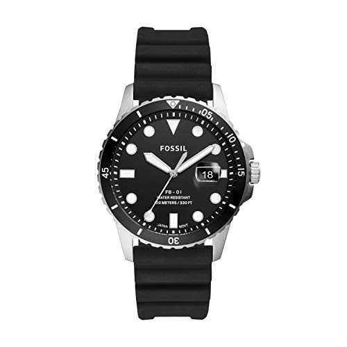 腕時計 フォッシル メンズ Fossil Men's FB-01 Quartz Silicone Three-Hand Watch, Color: Black Silicone