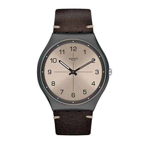 腕時計 スウォッチ レディース Swatch Skin Irony 42 st. Steel Quartz Leather Strap, Brown, 16 Casua