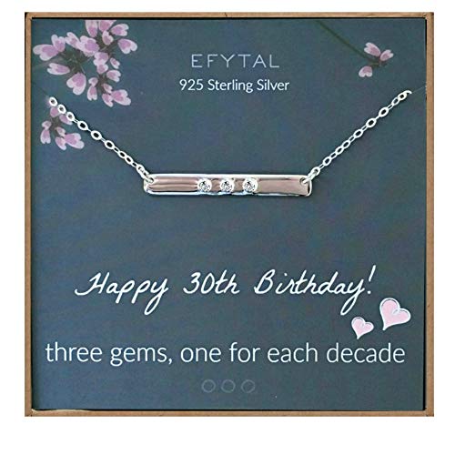累計販売2万枚突破 Efytal アクセサリー ブランド Efytal 30th Birthday Gifts For Women 925 Sterling Silver Three Cz Bar 21春夏 Galactichallenge Com