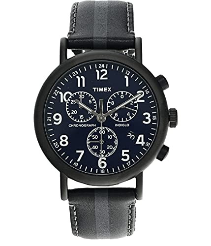 腕時計 タイメックス レディース Timex Weekender Chronograph 40mm Leather Strap Watch Black One Si