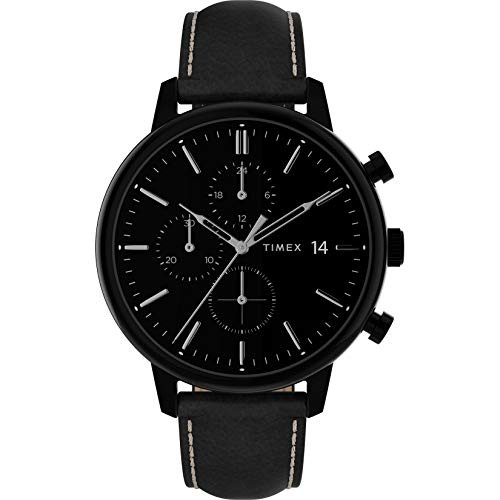 腕時計 タイメックス メンズ Timex Men's Chicago Chronograph 45mm Watch ? Black Dial & Case with B