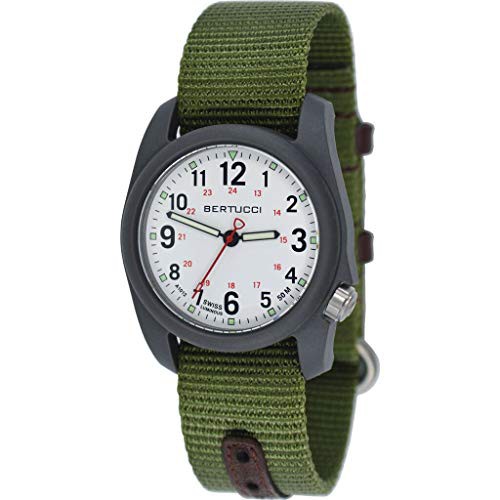 腕時計 ベルトゥッチ メンズ Bertucci DX3 Hybrid Wrist Watch | Nylon Leather Band - White/Forest
