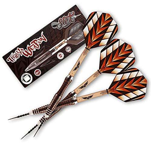 海外輸入品 ダーツ Shot! Darts Tribal Weapon-Steel Tip Dart Set-Front Weighted-90% Tungsten Barrels (25