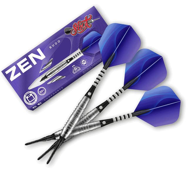 海外輸入品 ダーツ Shot! Darts Zen Budo Soft Tip Dart Set Front Weighted 80% Tungsten Barrels (26) (18)