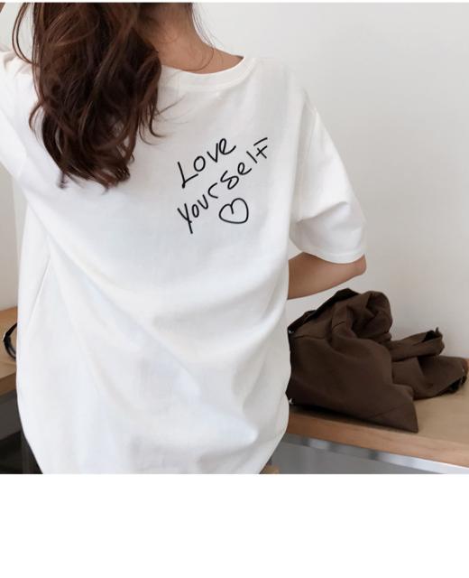 バックロゴｔシャツ 夏服 レディース 白tシャツ 黒ｔシャツ 韓国 ファッション レディース ロゴ バックシャン プリント ハート 英語 ロゴの通販はau Pay マーケット Vestito 商品ロットナンバー