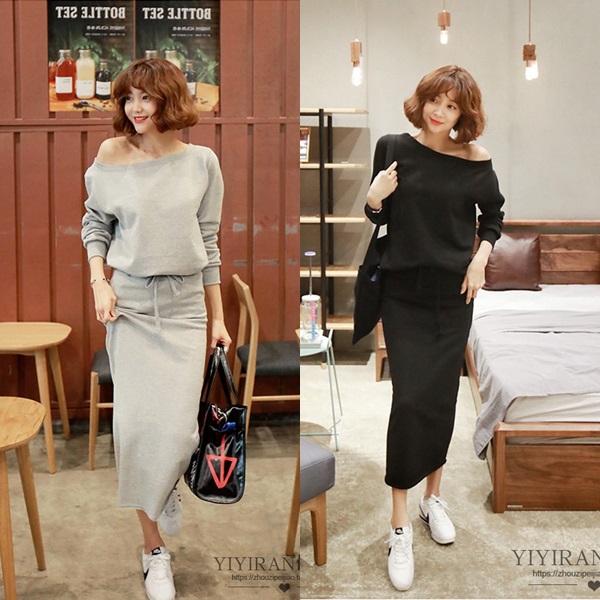 スウェット セットアップ レディース スカート 韓国 ファッション 冬服 レディース ワンショルダー トップス ジャージ スウェット ロングの通販はau Pay マーケット Vestito 商品ロットナンバー