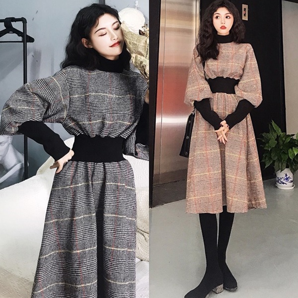チェック ワンピース 冬 ギンガムチェック ワンピース 韓国 ファッション レディース ワンピース ウエストマーク ワンピース チェック柄 の通販はau Pay マーケット Vestito 商品ロットナンバー