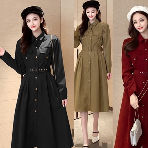 ウエストマーク ワンピース 冬 韓国 ファッション 冬服 レディース コーデュロイ シャツワンピース ウエストベルト フレアワンピース ミの通販はau Pay マーケット Vestito 商品ロットナンバー