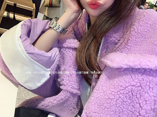 ボアジャケット レディース 韓国 ファッション レディース ボア ブルゾン アウター 冬服 レディース ビッグシルエット パープル 襟 袖 付の通販はau Pay マーケット Vestito 商品ロットナンバー