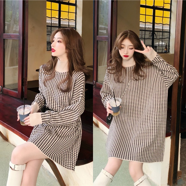 ニット ワンピース ゆったり ニットワンピース ハイネック 韓国 ファッション 冬服 春服 レディース 千鳥柄 ドット ミニワンピース チュの通販はau Pay マーケット Vestito 商品ロットナンバー