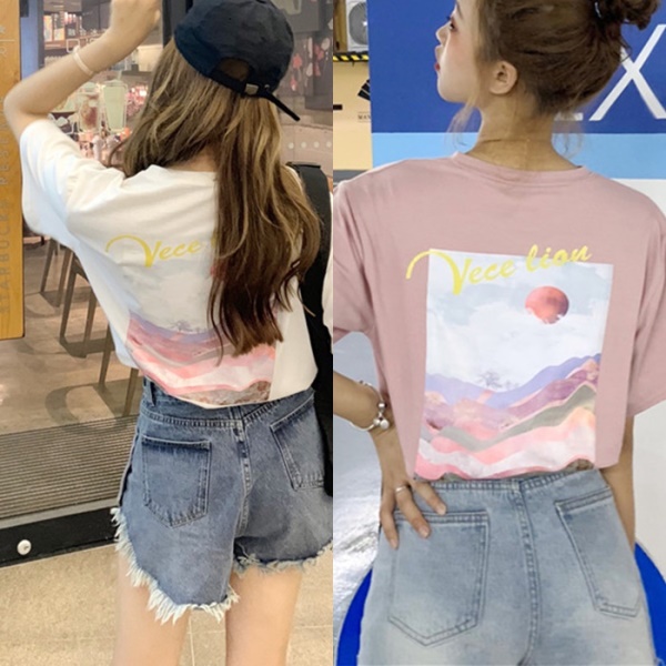 ｔシャツ レディース バック フォトプリント Tシャツ 韓国 ファッション レディース 半袖 トップス バックプリントｔシャツ 夏服 レディの通販はau Pay マーケット Vestito 商品ロットナンバー