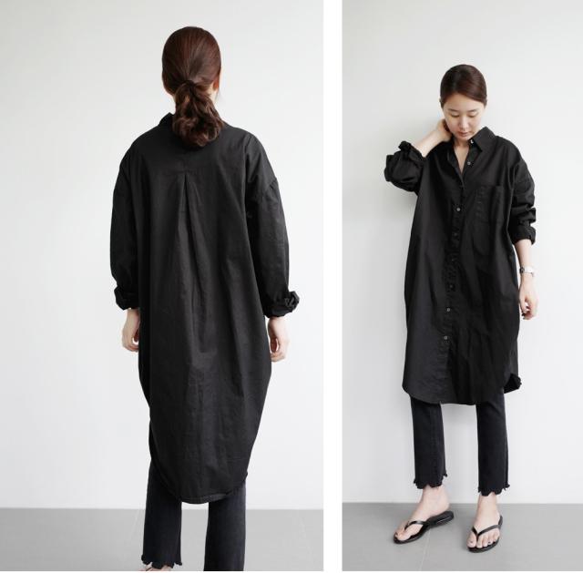 シャツワンピース 長袖 春服 韓国 ファッション レディース ロングシャツワンピース 黒シャツレディース オーバーサイズ ドロップショルの通販はau Wowma ワウマ Vestito 商品ロットナンバー