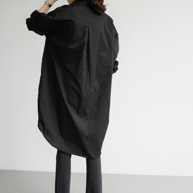 シャツワンピース 長袖 春服 韓国 ファッション レディース ロングシャツワンピース 黒シャツレディース オーバーサイズ ドロップショルの通販はau Wowma ワウマ Vestito 商品ロットナンバー