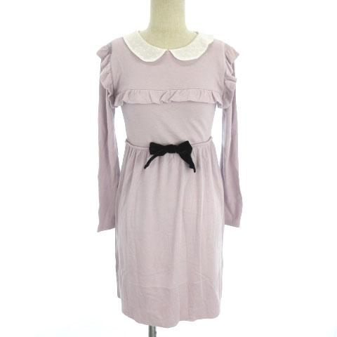 中古 ケイティー Katie ワンピース 長袖 ひざ丈 ストレート 丸衿 フリル リボン 紫 パープル F レディースの通販はau Wowma ワウマ 会員別クーポン対象 ブランド古着のベクトル 商品ロットナンバー