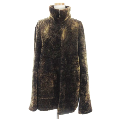 柔らかい ストラネスブルー Strenesse Blue ムートンコート リバーシブル ジップアップ スタンドカラー ブラウン 茶 38 正規店仕入れの Iacymperu Org