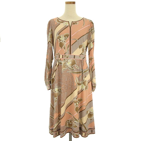 中古 レオナール Leonard Fashion ワンピース ひざ丈 長袖 花柄 フラワー 大柄 ネックスリット ピンク 40 Ecr4の通販はau Pay マーケット ブランド古着のベクトル 商品ロットナンバー