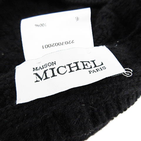 【中古】メゾンミッシェル MAISON MICHEL 近年モデル ニット ベレー帽 ケーブル ウール 黒 ブラック 帽子 レディースの通販は