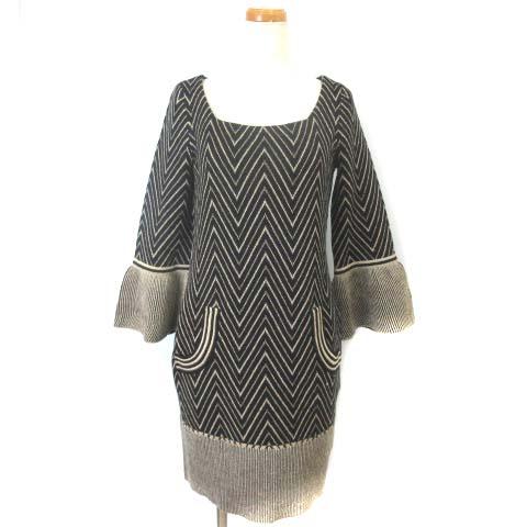 国内正規品 限定 エポカ Epoca ニット ワンピース フレアスリーブ ラメ シェブロン 黒 ベージュ 40 Rrr レディース 最先端 Amdissmedia Net