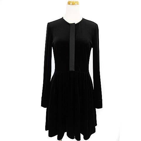 超目玉アイテム ベロアノワール バイ フォクシー ニューヨーク ワンピース ひざ丈 長袖 ベロア グログラン ギャザー 黒 38 キナル別注 Www Iacymperu Org