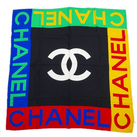 中古】シャネル CHANEL ビッグ ココマーク 大判 スカーフ シルク 100