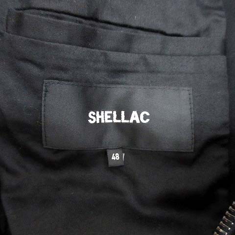 【中古】シェラック SHELLAC リアルファー付き ライダース ジャケット ナイロン コットン ブラック 黒 48 メンズの通販はau