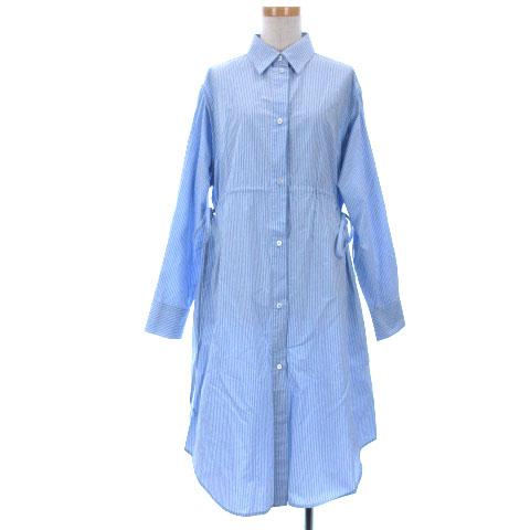 累計販売2万枚突破 中古 未使用品 Mm6 19年製 ストライプ シャツワンピース S32cu0042 ロング丈 スリット 長袖 42 ブルー レディース アウトレット Staging Gold Figure Com