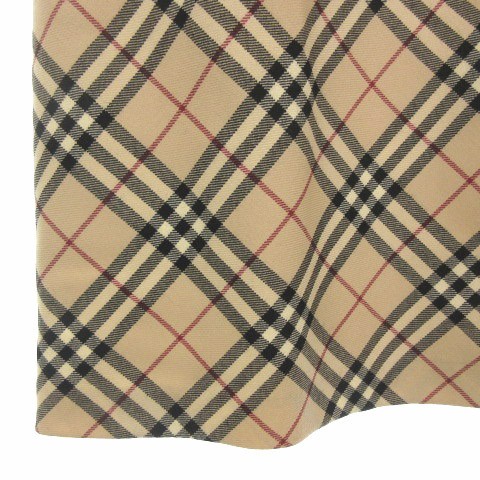 【中古】バーバリー ロンドン BURBERRY LONDON ノバチェック フェイクレザー スカート ウール 38 ベージュ 220414Eの