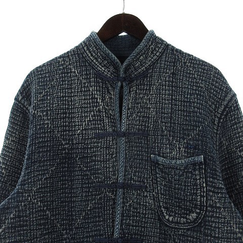 【中古】ポータークラシック PC SASHIKO CHINESE JACKET 刺し子 チャイニーズ ジャケット 長袖 コットン ブルー Lの