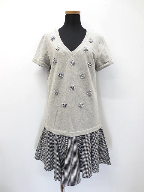 中古 チェスティ Chesty ビジュー チェック ドッキング ワンピース 1 レディースの通販はau Wowma ワウマ ブランド古着のベクトル 商品ロットナンバー