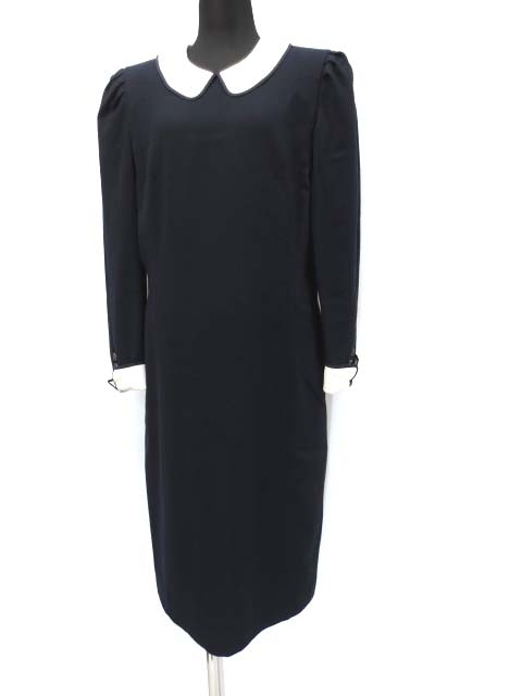 中古 レリアン Leilian ラウンドカラー ウール ワンピース 9 ネイビー 春秋 レディースの通販はau Wowma ワウマ ブランド古着のベクトル 商品ロットナンバー