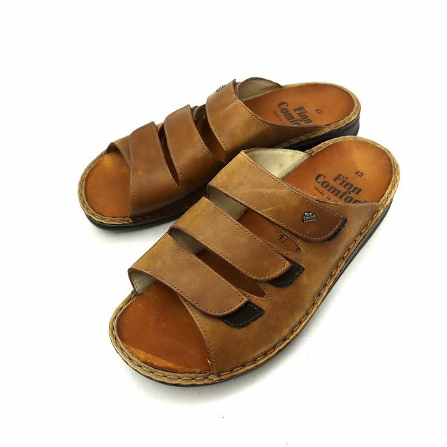 【中古】Finn Comfort フィンコンフォート ベルクロ レザー サンダル 42（26.5cm相当） メンズ