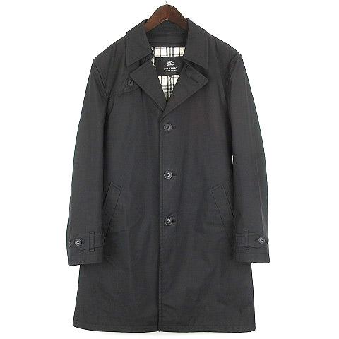 【一部予約販売】 【】BURBERRY BLACK LABEL ステンカラーコート 中綿ライナー 裏チェック柄 スプリング 2way 黒 M アウター メンズ, 上山市 dc0e5bf3