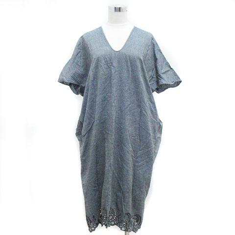 中古 フォーティーファイブアールピーエム 45r 45rpm ワンピース ひざ丈 裾刺繍 両vネック ブルー系 0 レディースの通販はau Wowma ワウマ ブランド古着のベクトル 商品ロットナンバー