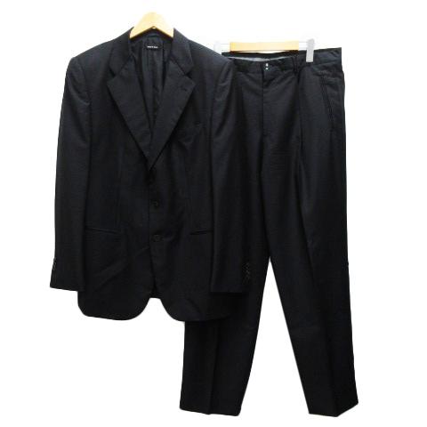 ラッピング無料 返品も保証 ジョルジオアルマーニ スーツ テーラードジャケット ウール スラックス ワンタック 無地 52 黒 ブラック メンズ クライマックスセール Www Bnooon Com