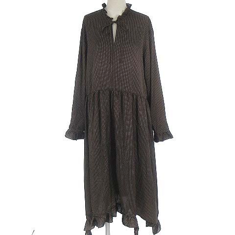 送料無料 ルシェルブルー Le Ciel Bleu 19aw ポルカ ドット フリル ドレス ワンピース ロング 長袖 ブラウン 茶 36 第1位獲得 Www Iacymperu Org