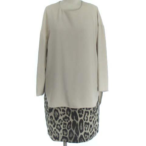 安心の日本製 アドーア Adore 美品 ワンピース レオパード ヒョウ柄 豹柄 切替 七分袖 ひざ丈 膝丈 ベージュ 36 レディース セール価格 公式 Arnabmobility Com